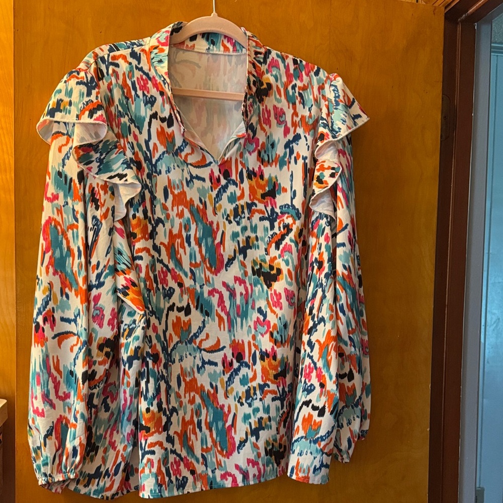SHEIN Multicolor Abstract Print Blouse
